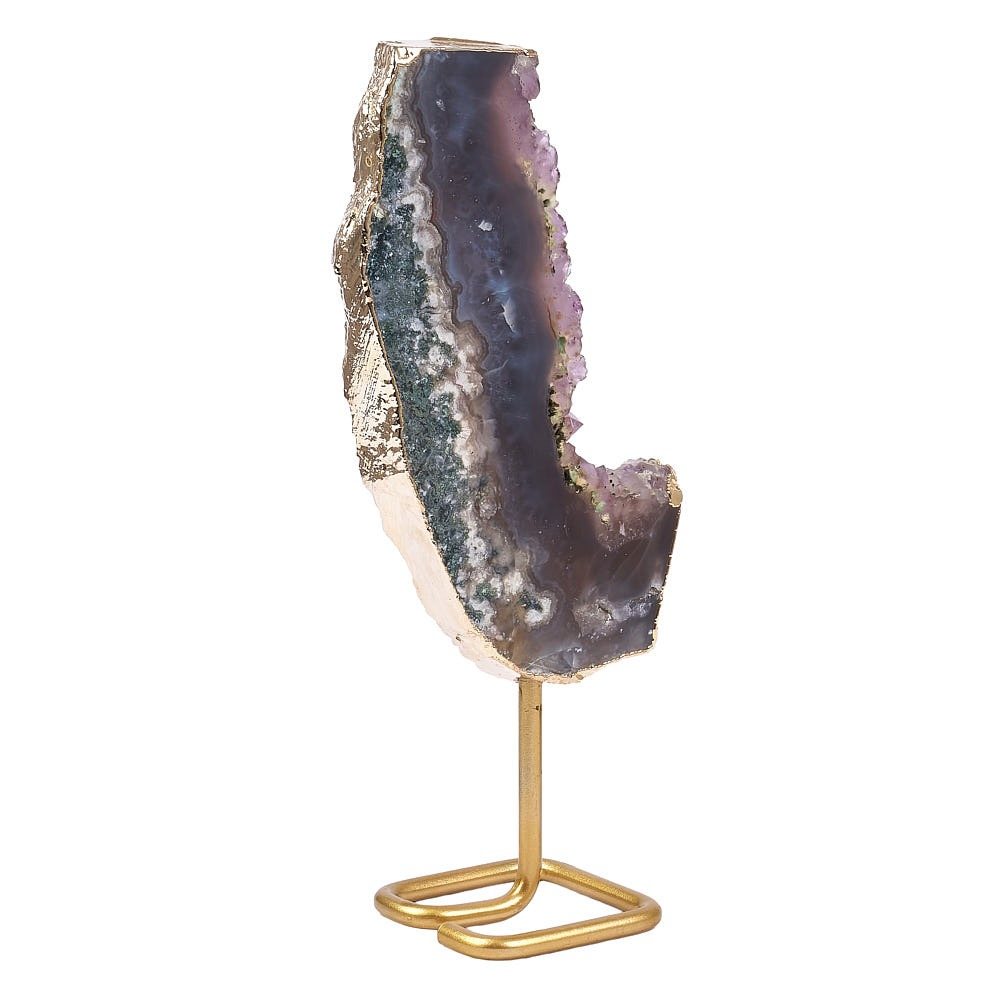 Brazilian Amethyst Druzy Slice on Gold Stand | Medium - Crystal Nest
