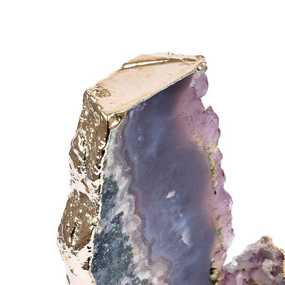 Brazilian Amethyst Druzy Slice on Gold Stand | Medium - Crystal Nest