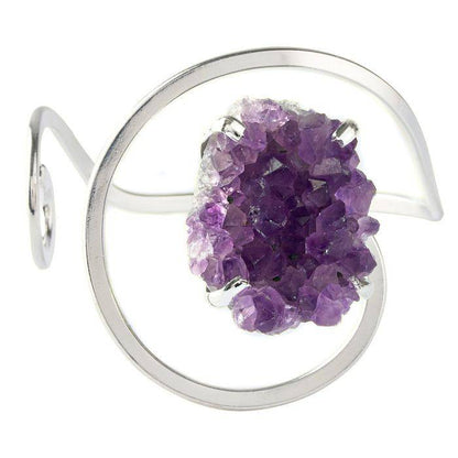 Amethyst Druze Swirl Bangle - Silver Plated - Crystal Nest