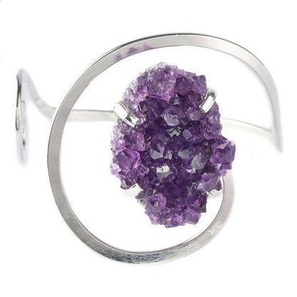 Amethyst Druze Swirl Bangle - Silver Plated - Crystal Nest