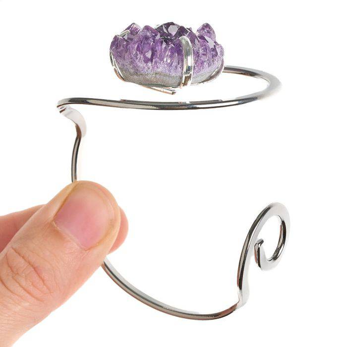 Amethyst Druze Swirl Bangle - Silver Plated - Crystal Nest