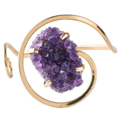Amethyst Druze Swirl Bangle - Gold Plated - Crystal Nest