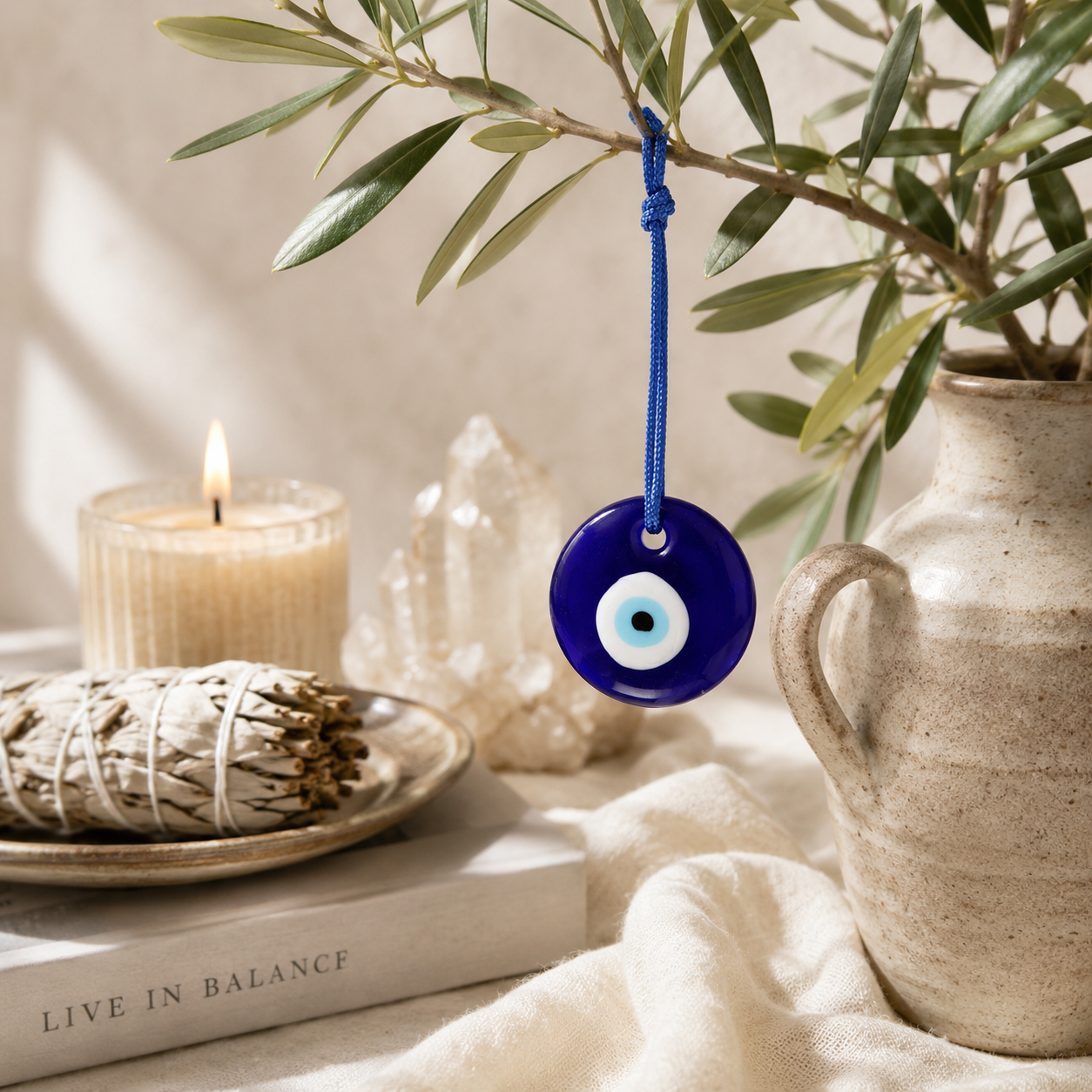 Blue Glass Evil Eye Hanging Talisman Charm | All Seeing Eye Protection