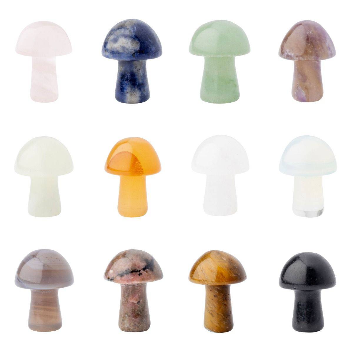 12 Assorted Gemstone Mushrooms - A Collection of Healing and Metaphysical Powers - Crystal Nest