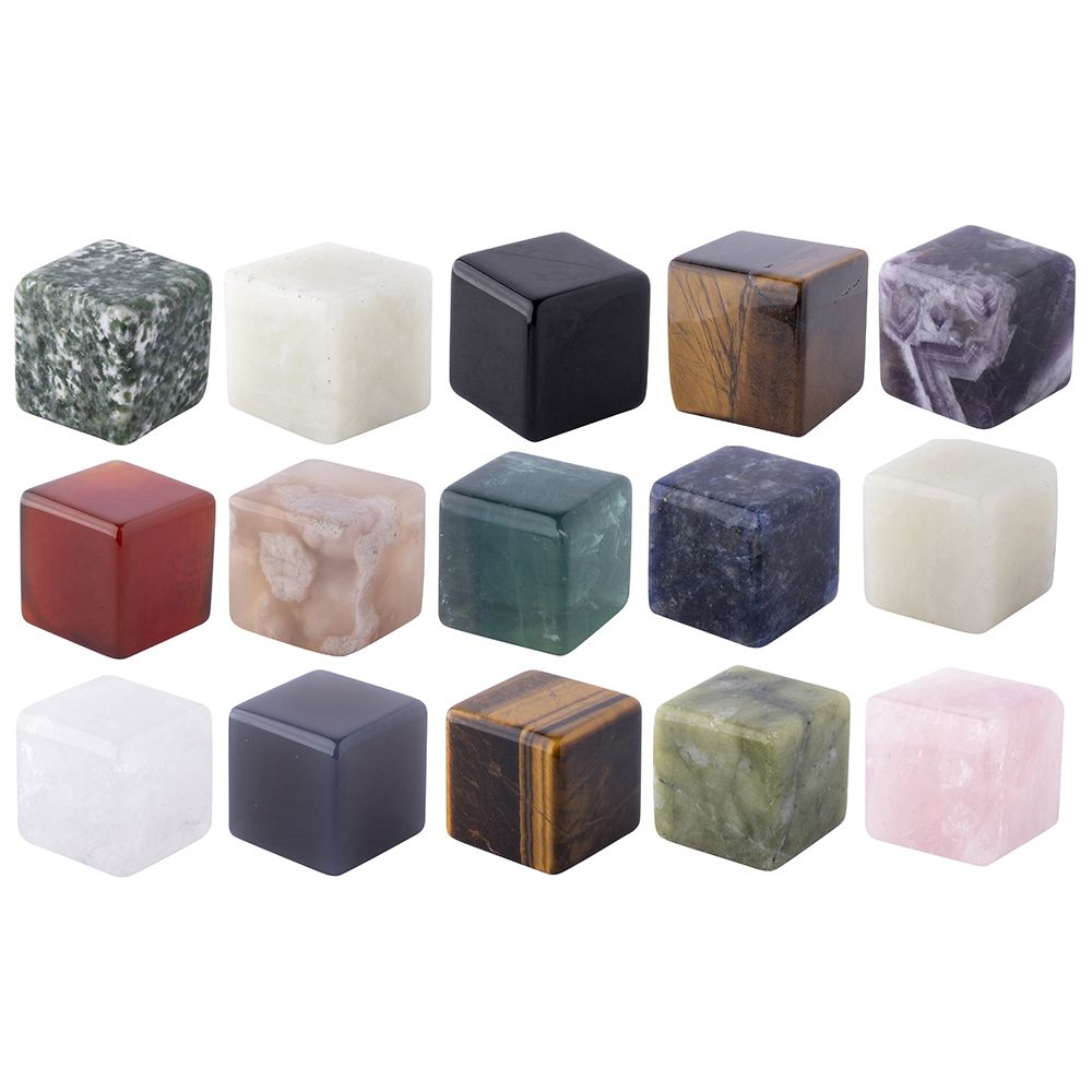 15 Assorted Gemstone Cubes - A Collection of Healing and Metaphysical Treasures