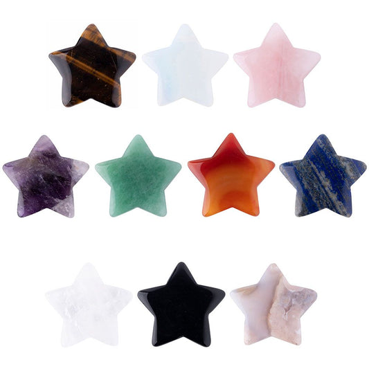 Assorted Pre-Drilled Crystal Stars | 10 Gemstone Carvings for Crafts & Décor