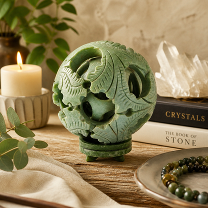 Serpentine Dragon Sphere on Stand | Protection, Power & Energy Flow