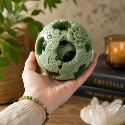 Serpentine Dragon Sphere on Stand | Protection, Power & Energy Flow