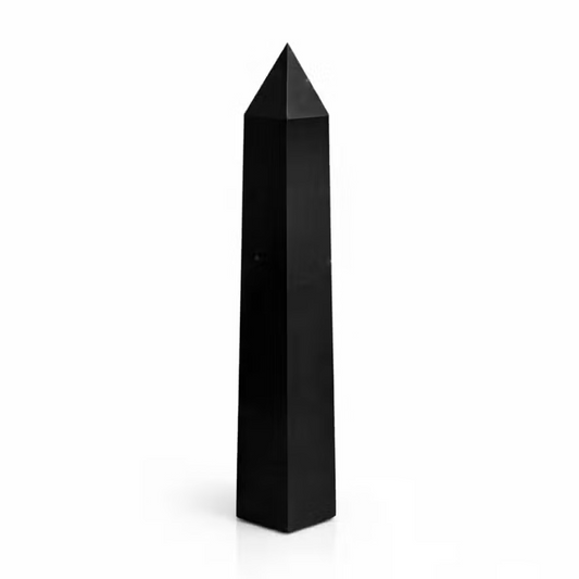 Large Black Tourmaline Obelisk Point | Protection & Grounding Crystal Tower - Crystal Nest
