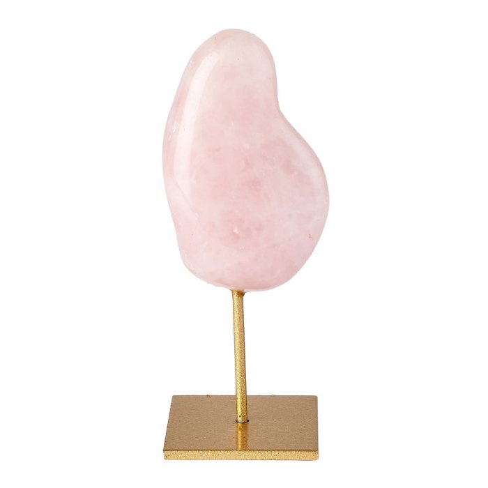 Tumbled Rose Quartz on Gold Metal Stand