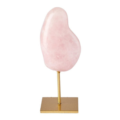 Tumbled Rose Quartz on Gold Metal Stand