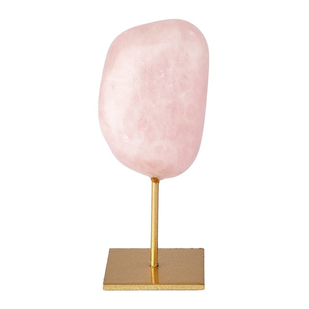 Tumbled Rose Quartz on Gold Metal Stand