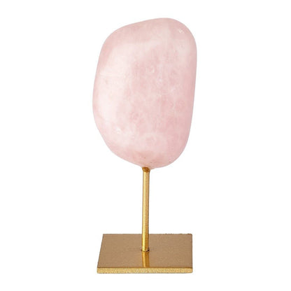 Tumbled Rose Quartz on Gold Metal Stand