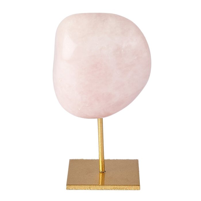 Tumbled Rose Quartz on Gold Metal Stand