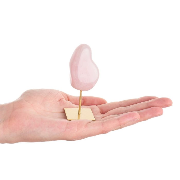 Tumbled Rose Quartz on Gold Metal Stand