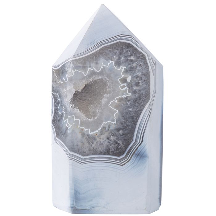 White Agate Polished Point - Medium