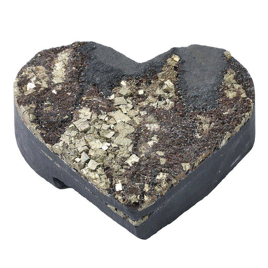 Pyrite on Basalt Heart - Crystal Nest