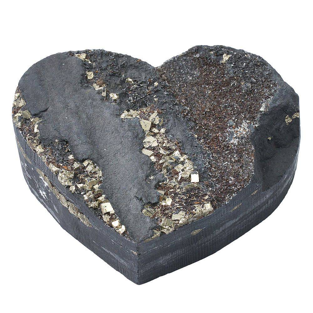 Pyrite on Basalt Heart - Crystal Nest
