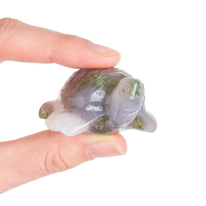 Moss Agate Crystal Turtle