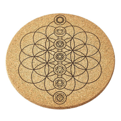 Flower of Life Chakra Crystal Grid Cork Board | Energy Balancing & Healing Grid - Crystal Nest