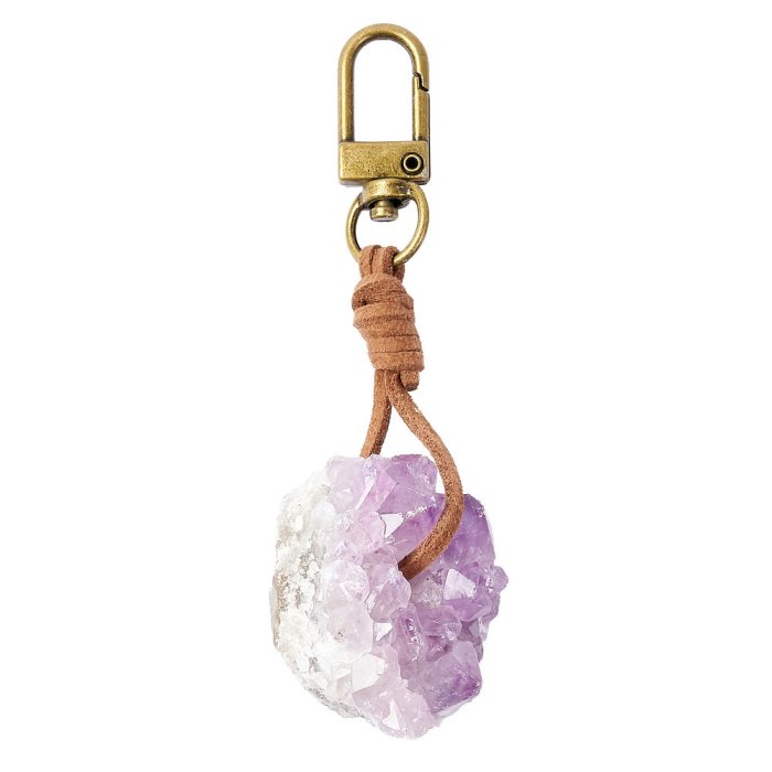 Amethyst Cluster Crystal Keyring