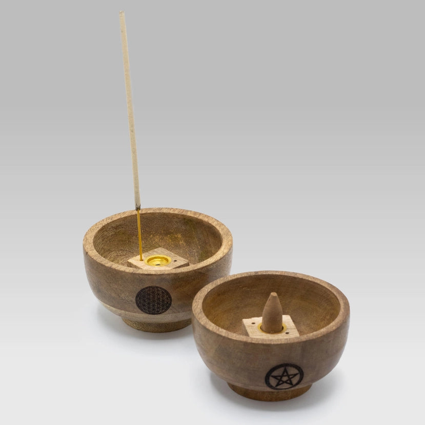 Small Ritual Bowl | Mango Wood Incense Holder & Smudge Bowl - Crystal Nest