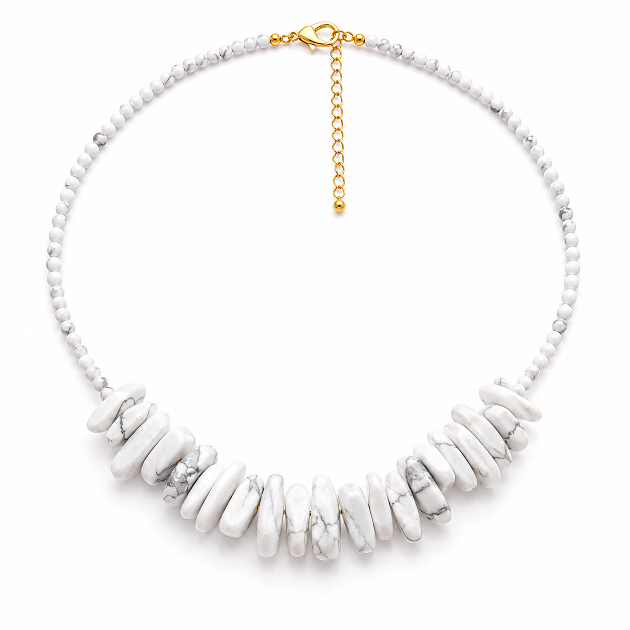 White Howlite Longstone Crystal Necklace