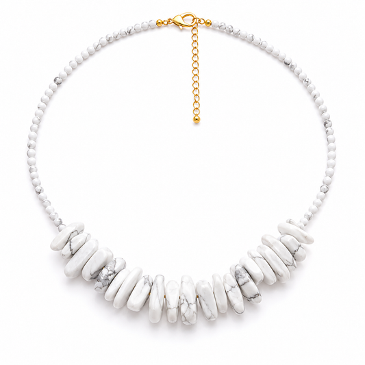 White Howlite Longstone Crystal Necklace