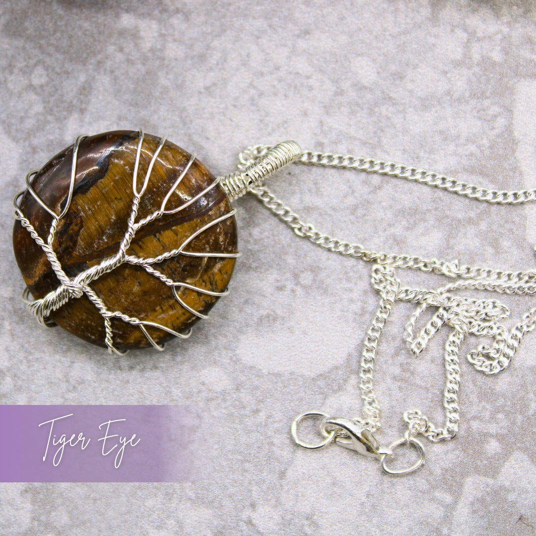 Tiger’s Eye Tree of Life Pendant Necklace | Confidence & Strength - Crystal Nest