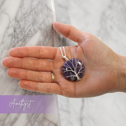 Amethyst Tree of Life Pendant Necklace | Calm & Spiritual Clarity - Crystal Nest
