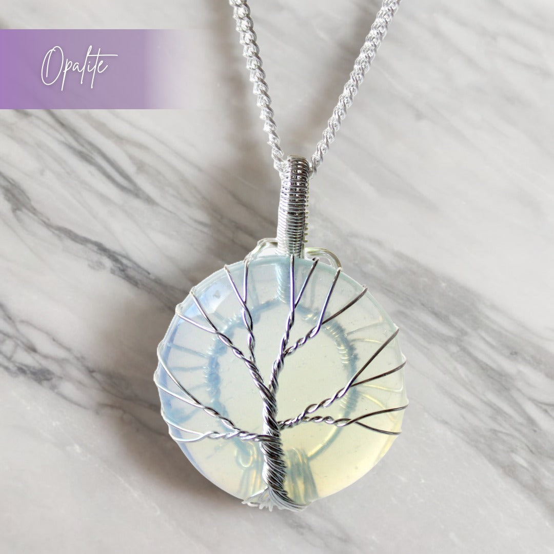 Opalite Tree of Life Gemstone Necklace | Intuition & New Beginnings - Crystal Nest