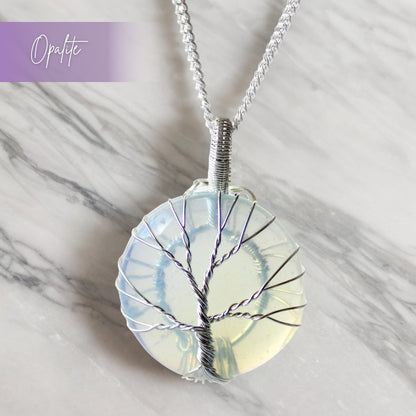 Opalite Tree of Life Gemstone Necklace | Intuition & New Beginnings - Crystal Nest