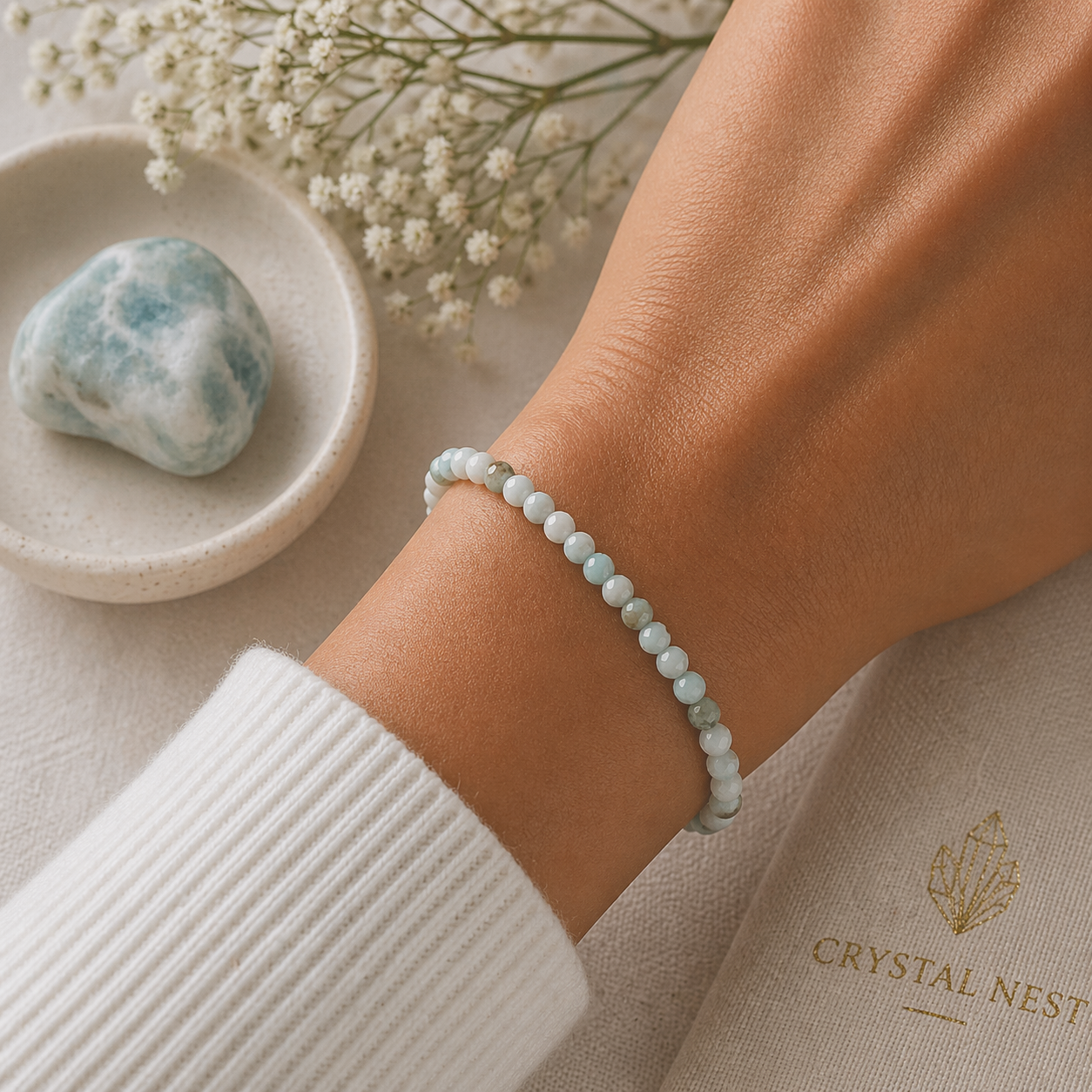 Find Your Inner Peace | Larimar Energy Bracelet (4mm) - Crystal Nest
