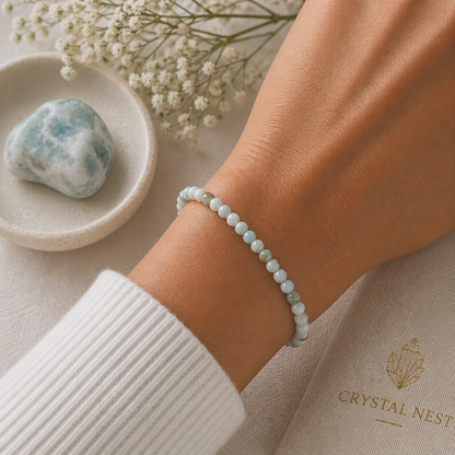 Find Your Inner Peace | Larimar Energy Bracelet (4mm) - Crystal Nest