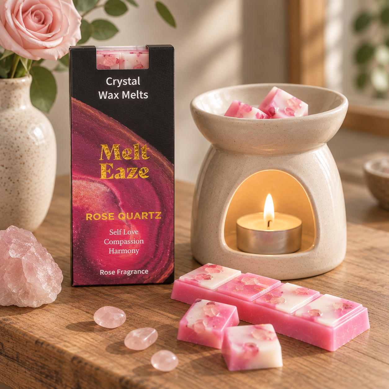 Rose & Rose Quartz Crystal Wax Melts