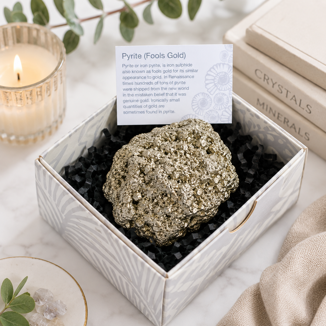 Pyrite Chispa Crystal in Gift Box | Prosperity & Protection Stone