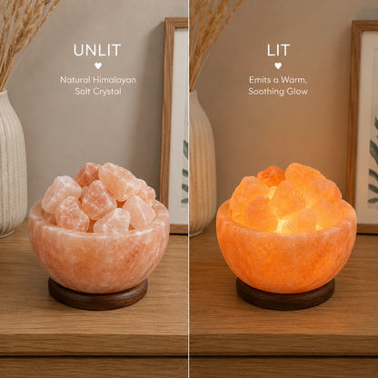 Himalayan Salt Fire Bowl Lamp with Salt Chunks