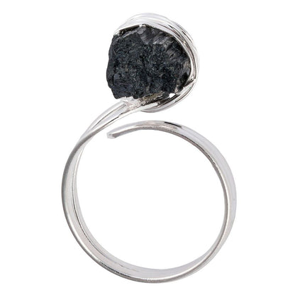 Black Tourmaline Raw Crystal Point Ring