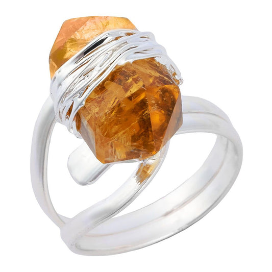 Citrine Crystal Point Ring