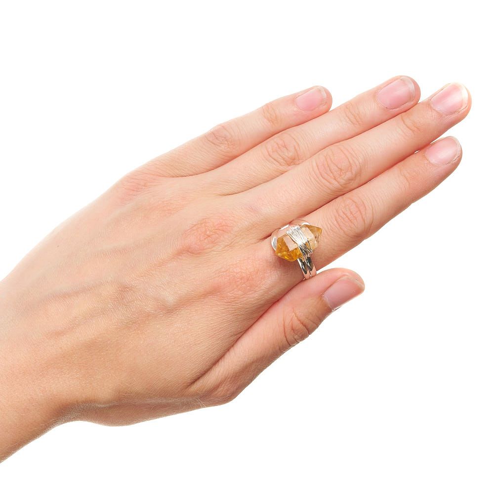 Citrine Crystal Point Ring