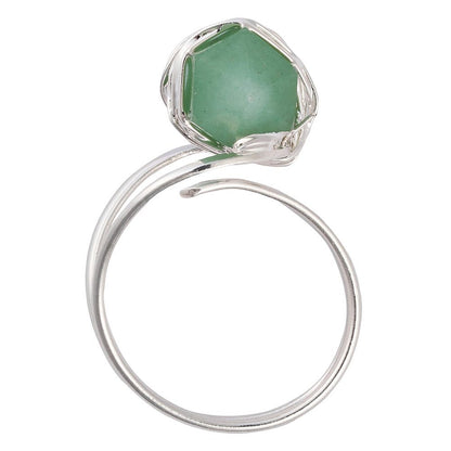 Green Quartz Crystal Point Ring - Crystal Nest