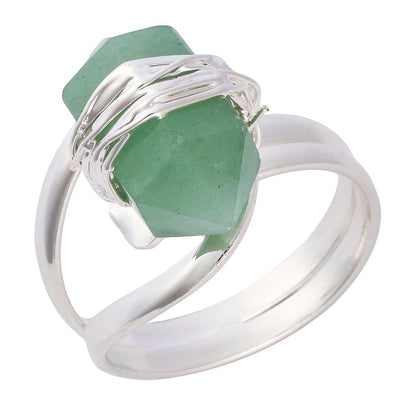 Green Quartz Crystal Point Ring - Crystal Nest