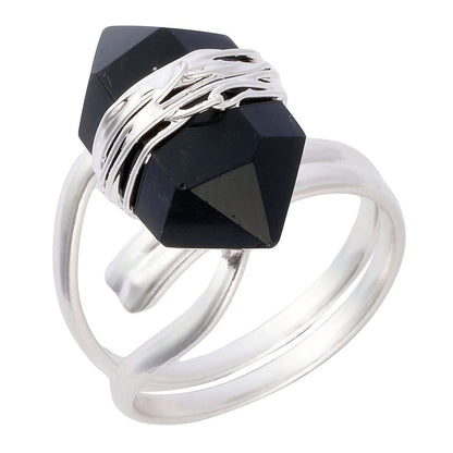 Onyx Crystal Point Ring - Crystal Nest