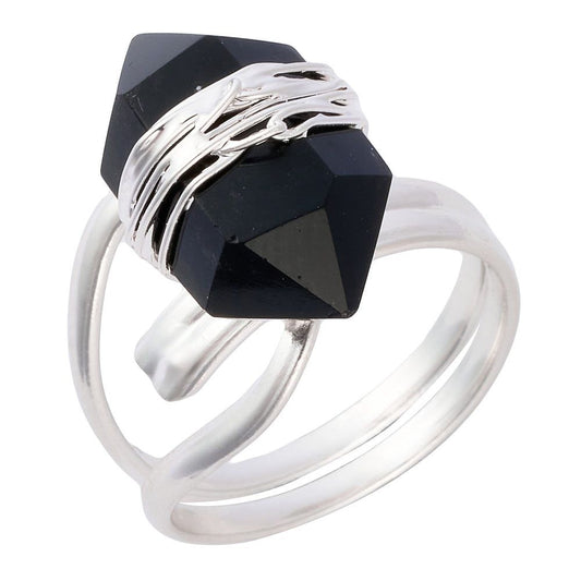 Onyx Crystal Point Ring - Crystal Nest