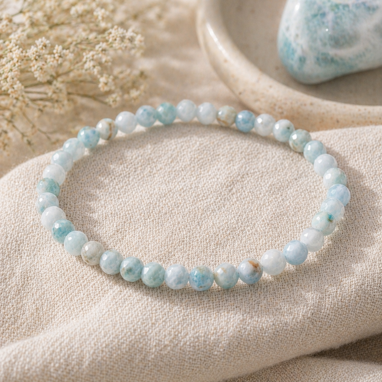 Find Your Inner Peace | Larimar Energy Bracelet (4mm) - Crystal Nest