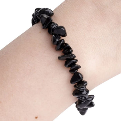 Black Obsidian Crystal Chip Bracelet