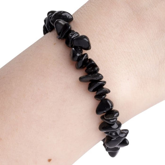 Black Obsidian Crystal Chip Bracelet