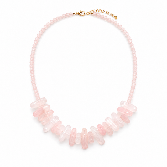 Rose Quartz Longstone Crystal Necklace