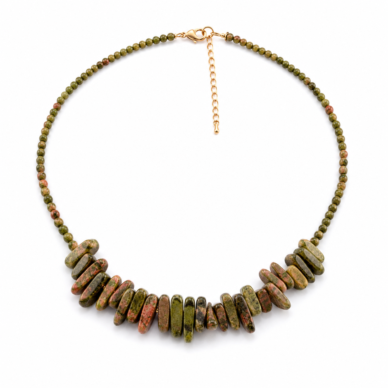 Unakite Longstone Crystal Necklace