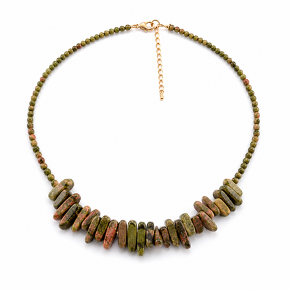 Unakite Longstone Crystal Necklace